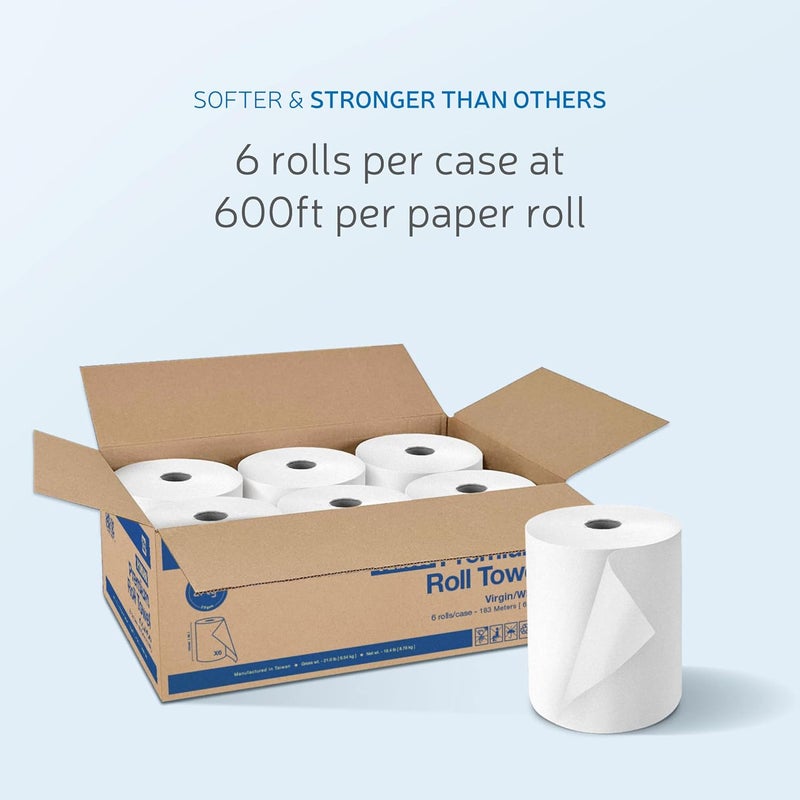 EZPULL EZbrnd Premium Soft 2ply+ Hardwound Hand Towel Roll, FSC certified, 600 ft x 6 rolls, Universal 8" x 1.5" core, P2H600 - Image 5